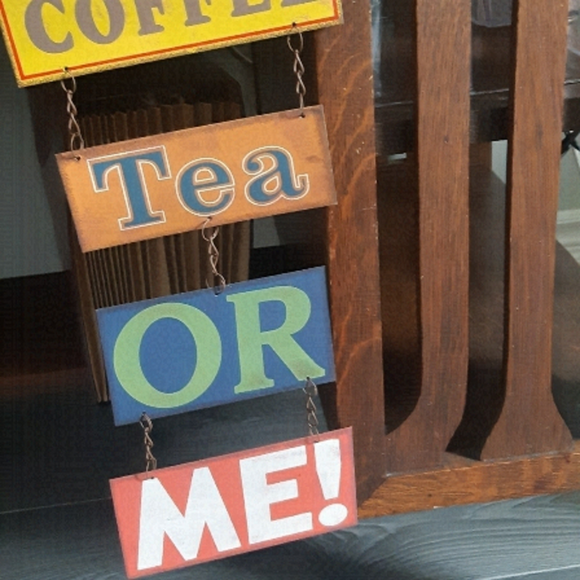 Farmhouse country rustic sign distressed tin Coffee tea Me - Picture 1 of 6